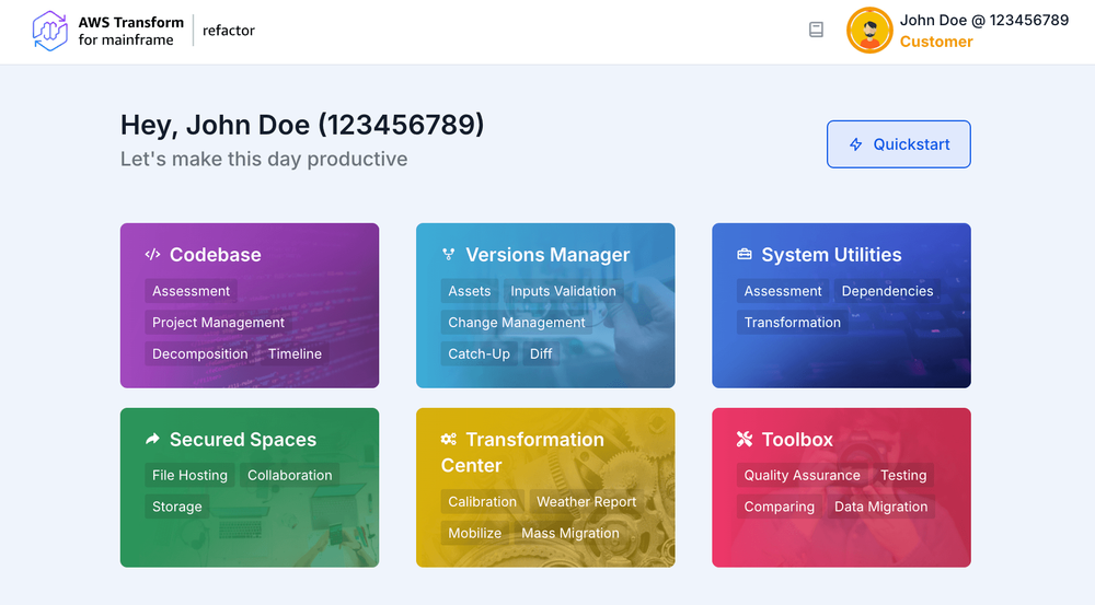 Get Started | AWS Transform for mainframe refactor