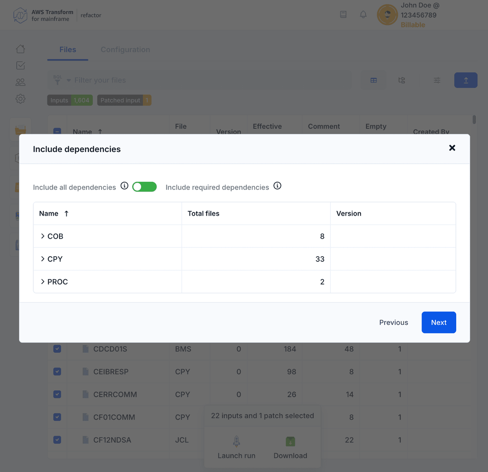 Files | AWS Transform for mainframe refactor