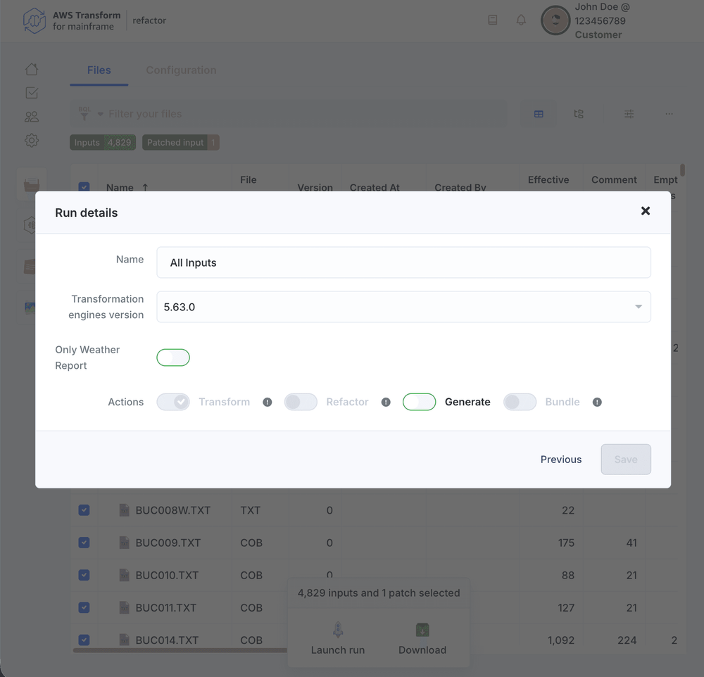 Files | AWS Transform for mainframe refactor