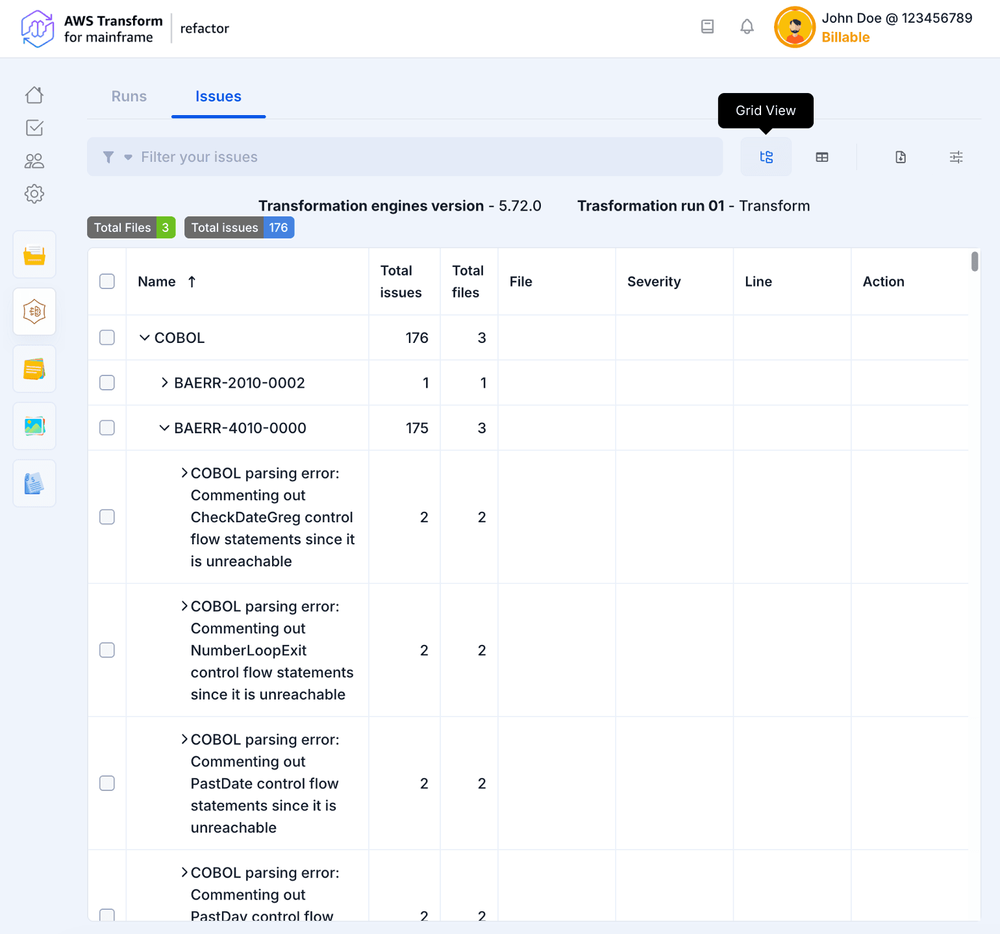Issues | AWS Transform for mainframe refactor