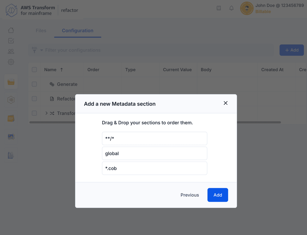 Configuration | AWS Transform for mainframe refactor