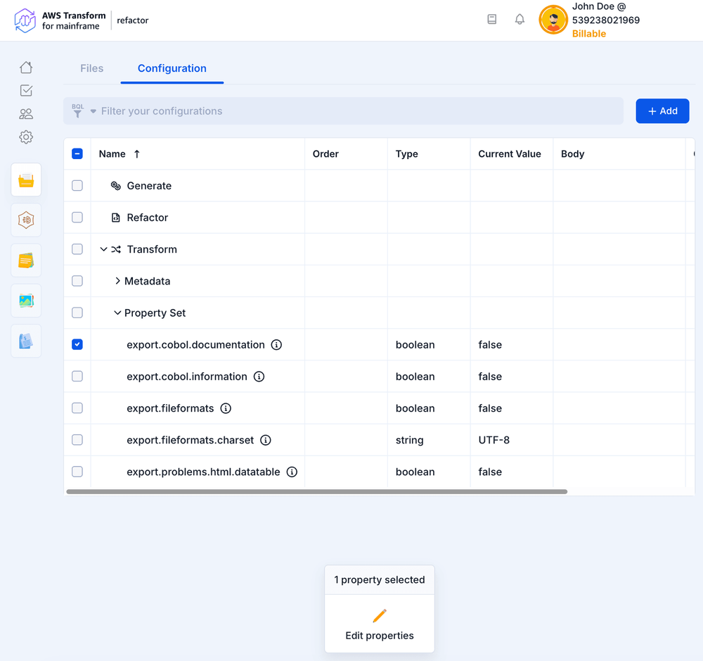Configuration | AWS Transform for mainframe refactor