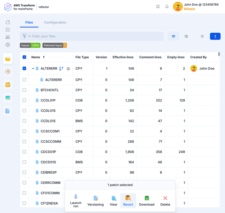 Files | AWS Transform for mainframe refactor