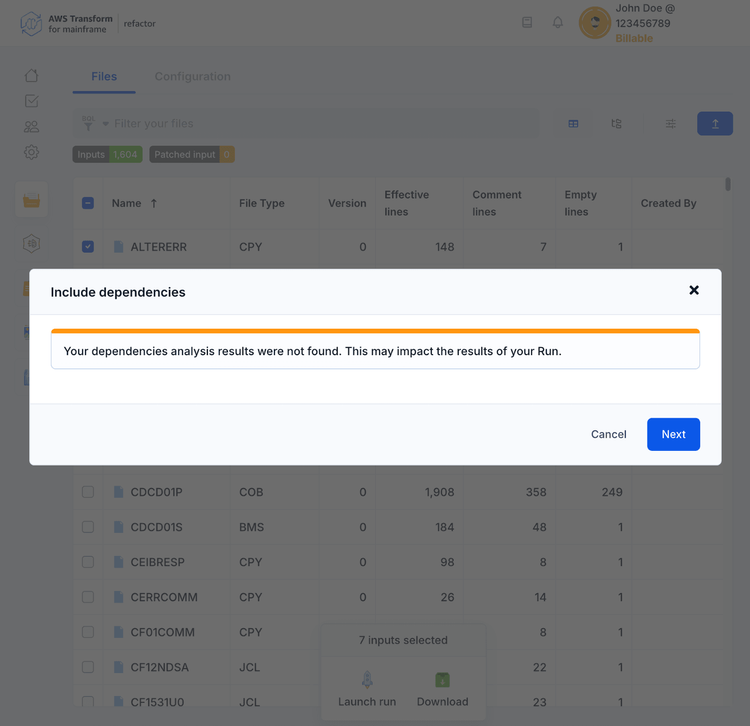 Files | AWS Transform for mainframe refactor