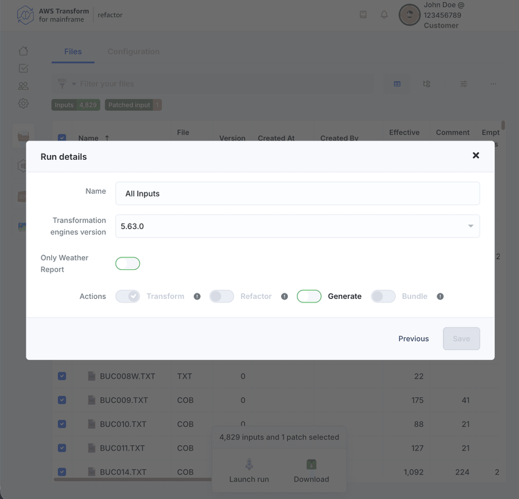 Files | AWS Transform for mainframe refactor
