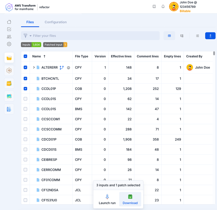 Files | AWS Transform for mainframe refactor