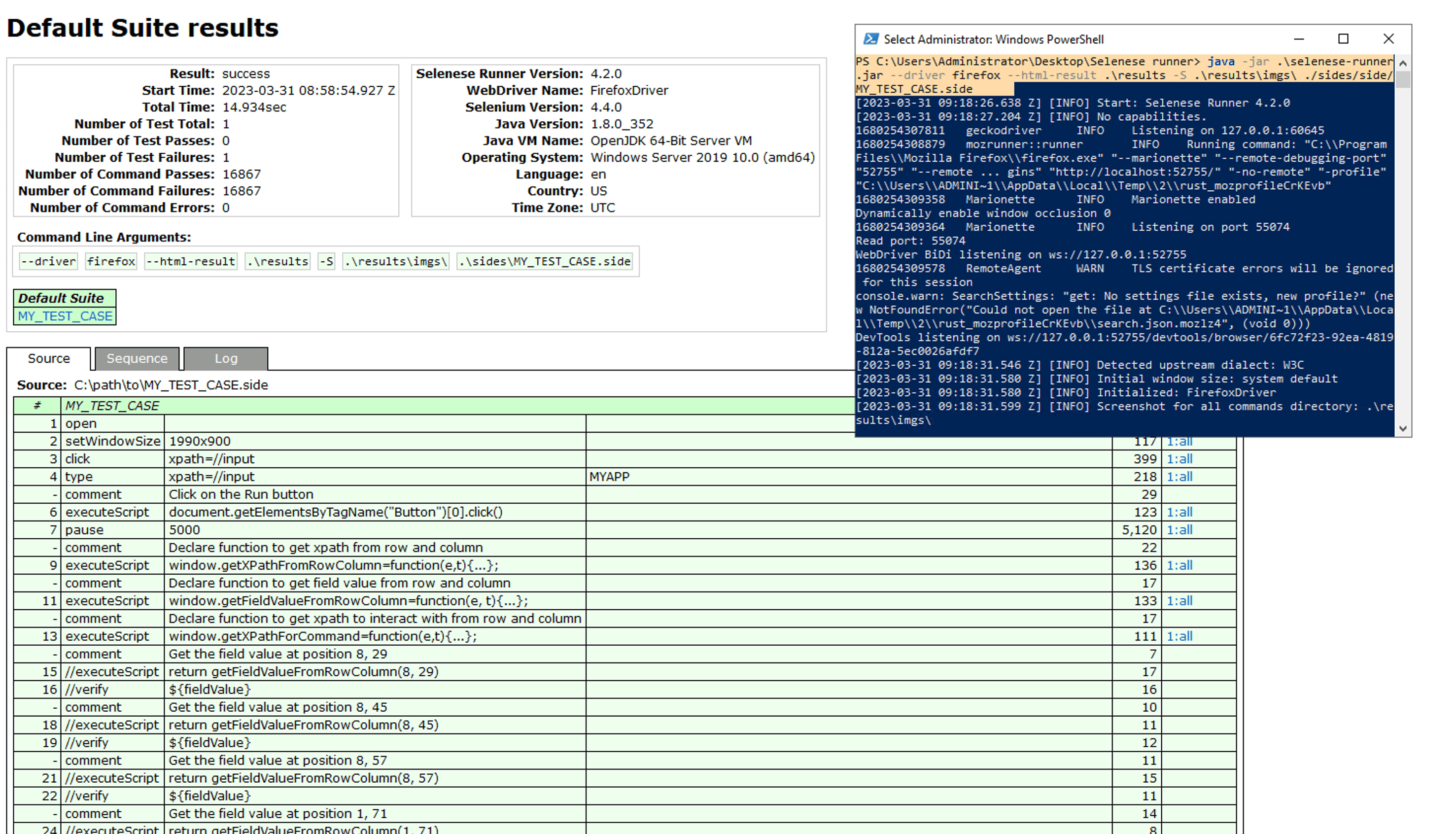 run SIDE files with selenese