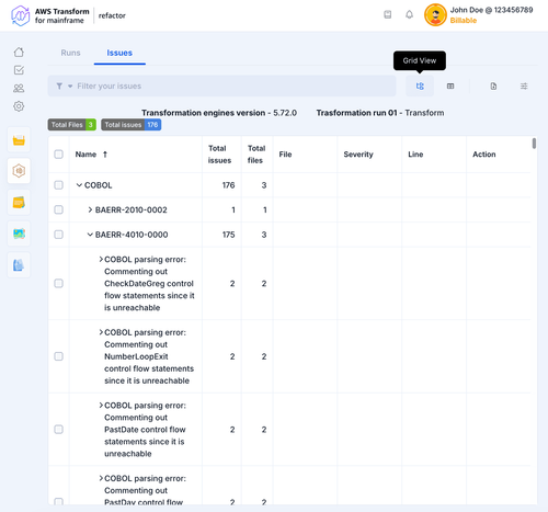 Issues | AWS Transform for mainframe refactor