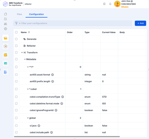 Configuration | AWS Transform for mainframe refactor